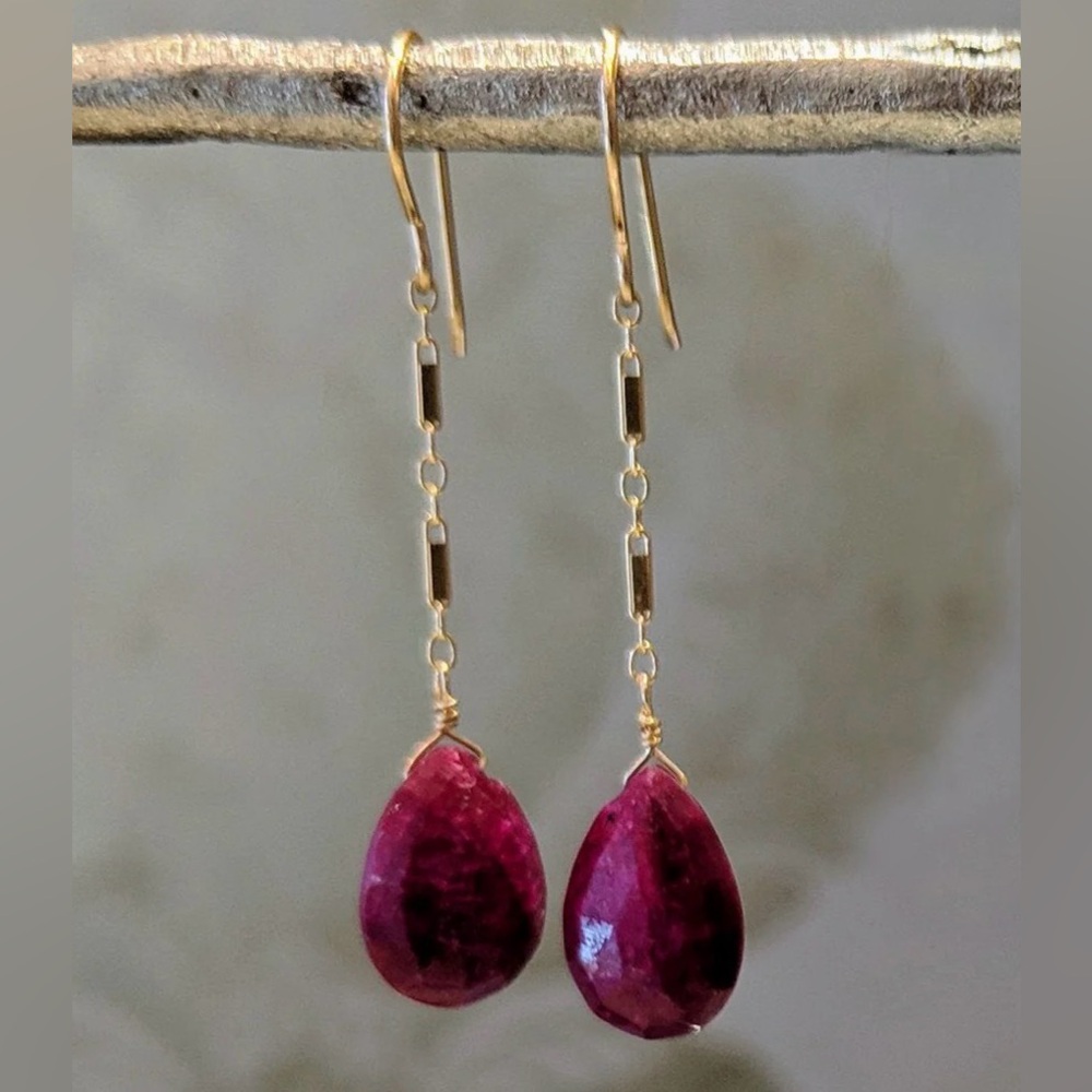Rebekah Brooks Briolette Drop Earrings Gold and Emerald
